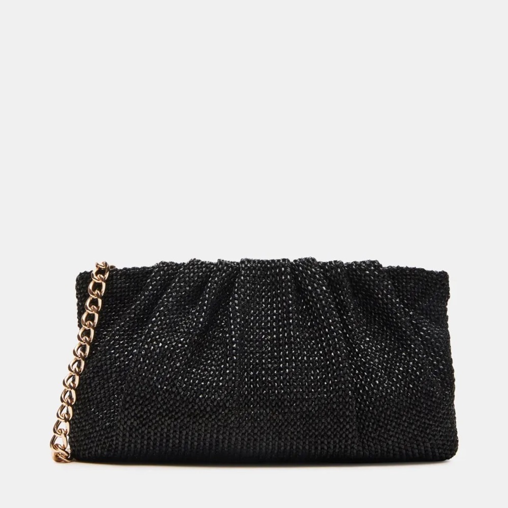 Steve Madden Black Chain-Detail Evening Clutch